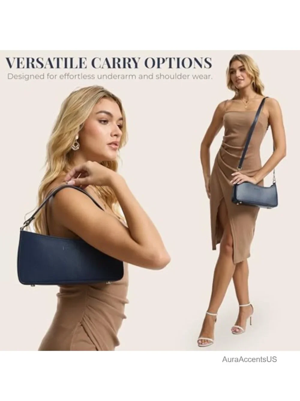 Nappa Vegan Leather Shoulder Bag with Adjustable Crossbody Strap